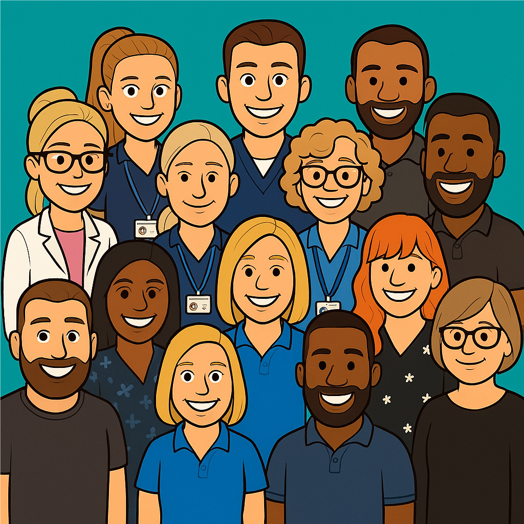 Staff photo cartoon